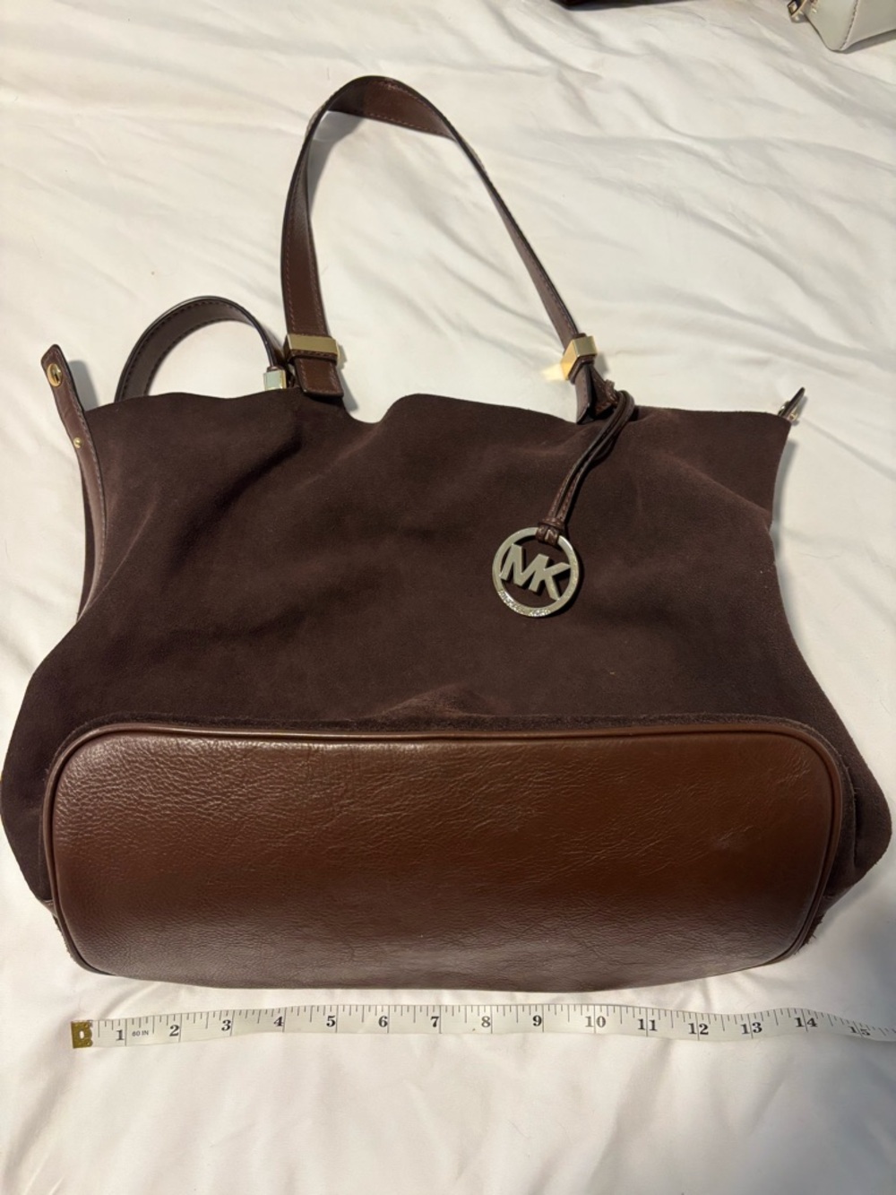 Michael Kors Dark Brown Suede & Leather Tote